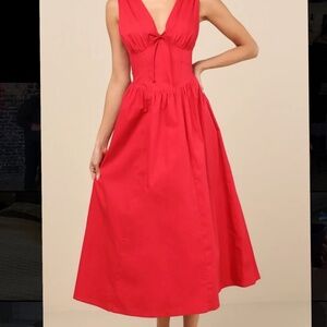 Lulus Red corset midi dress